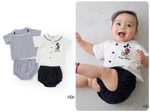 日本童裝 pe#main x Disney 兩件套裝 70-80cm 男童款 初生嬰兒 夏季 TOPS PANTS