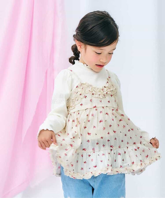 日本童裝 apres les cours 印花吊帶上衣 90-140cm 女童款 春季 TOPS