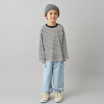 日本童裝 b・R# 簡約寬鬆oversized條紋長袖上衣 100-150cm 男童款/女童款 冬季 TOPS