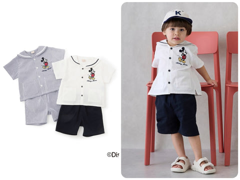 日本童裝 pe#main x Disney 水手風兩件套裝 80-130cm 男童款 夏季 TOPS PANTS