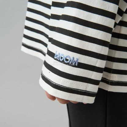 日本童裝 b・R# 簡約寬鬆oversized條紋長袖上衣 100-150cm 男童款/女童款 冬季 TOPS