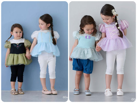日本童裝 pe#main x Disney 公主露肩上衣 80-130cm 女童款 夏季 TOPS