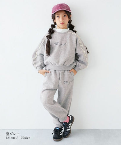 日本童裝 dev!rock 薄紗衛衣長褲兩件套裝 100-160cm 女童款 冬季 TOPS PANTS