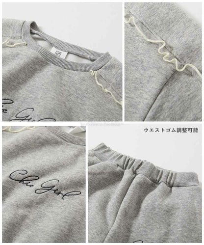 日本童裝 dev!rock 薄紗衛衣長褲兩件套裝 100-160cm 女童款 冬季 TOPS PANTS