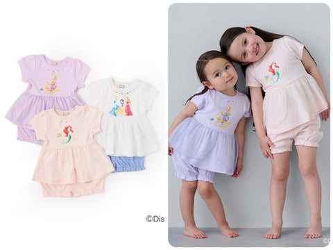 日本童裝 pe#main x Disney 公主可愛兩件套裝 80-130cm 女童款 夏季 TOPS PANTS