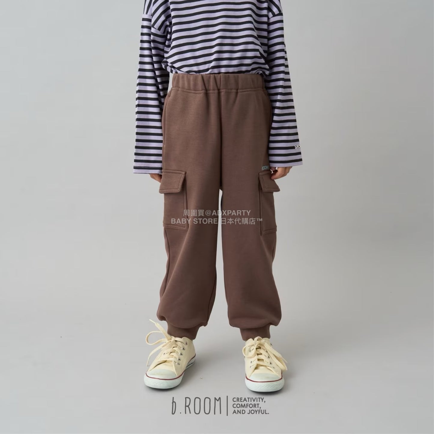 日本童裝 b・R# 吸水速乾 吸濕排汗 寬鬆工裝運動褲 100-150cm 男童款/女童款 冬季 PANTS