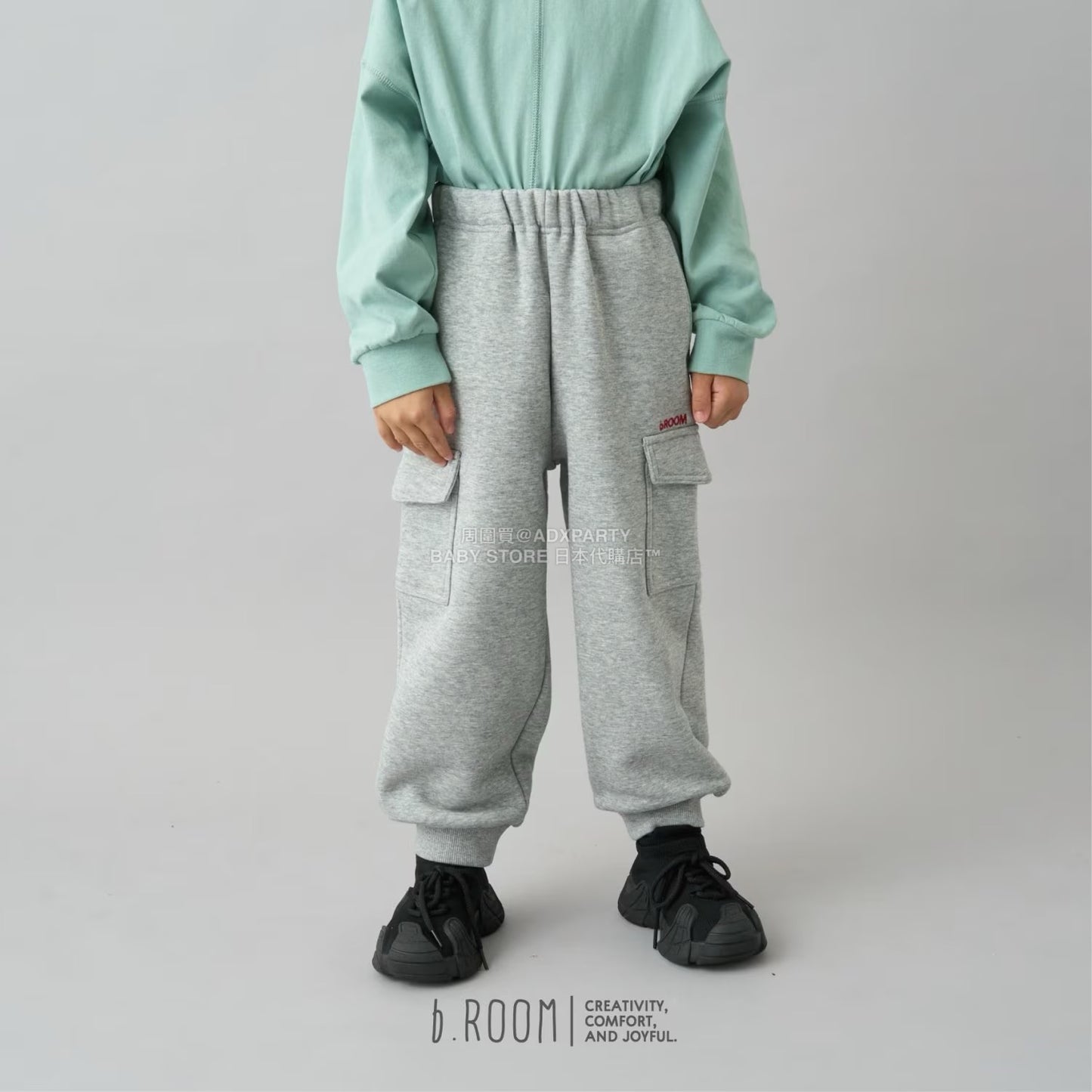 日本童裝 b・R# 吸水速乾 吸濕排汗 寬鬆工裝運動褲 100-150cm 男童款/女童款 冬季 PANTS