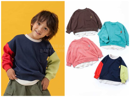 日本童裝 BREEZE 抓毛假兩件衛衣 80-140cm 男童款 冬季 TOPS