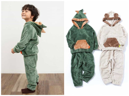 日本童裝 BREEZE 動物毛絨睡衣 80-130cm 男童款 冬季 TOPS PANTS 睡衣系列