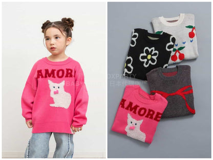 日本童裝 BREEZE 圖案針織衫 80-140cm 女童款 冬季 TOPS