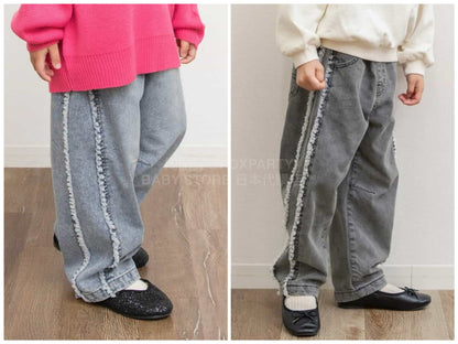 日本童裝 BREEZE 側邊流蘇牛仔褲 80-140cm 女童款 冬季 PANTS