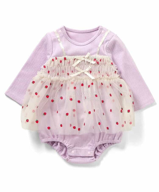 日本童裝 apres les cours 假兩件薄紗連衣 70-80cm 女童款 春季 Jumpsuit