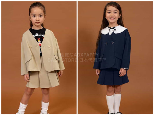 日本童裝 BREEZE 休閒正裝兩件套裝 90-140cm 女童款 冬季 OUTERWEAR SKIRTS 面試/宴會/表演