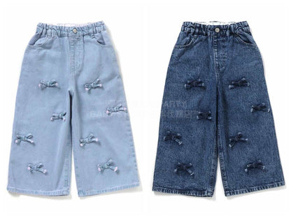 日本童裝 BREEZE 蝴蝶結牛仔長褲 80-140cm 女童款 冬季 PANTS