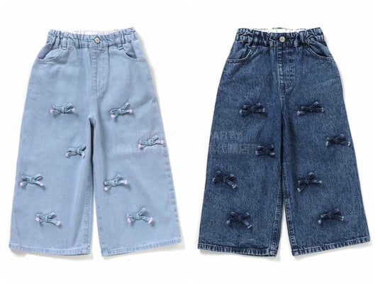 日本童裝 BREEZE 蝴蝶結牛仔長褲 80-140cm 女童款 冬季 PANTS