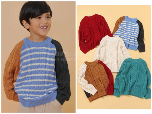 日本童裝 BREEZE 麻花針織毛衣 80-150cm 男童款/女童款 冬季 TOPS 聖誕紅/新年紅