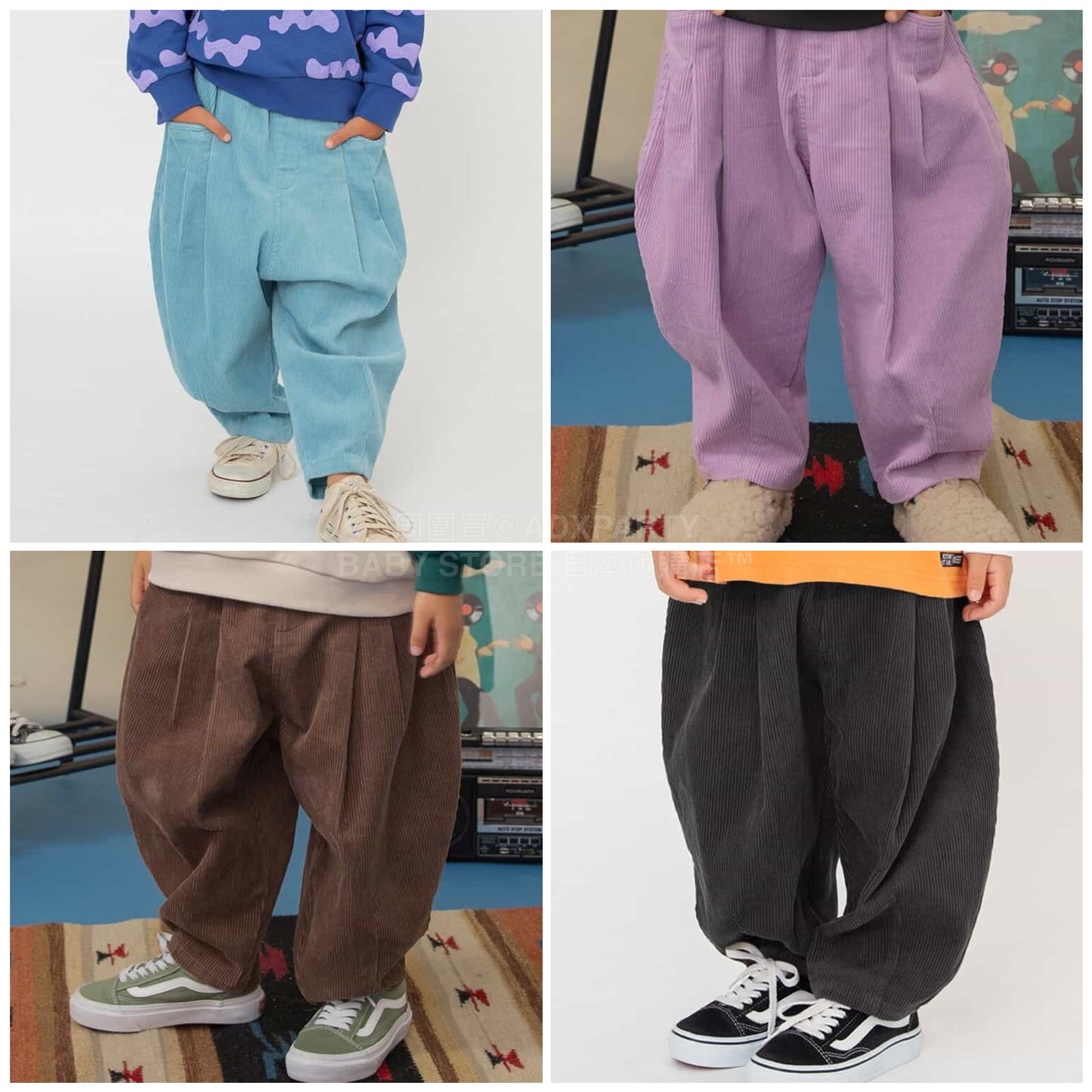 日本童裝 BREEZE 燈芯絨闊腳長褲 80-150cm 男童款/女童款 冬季 PANTS