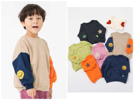 日本童裝 BREEZE 手袖貼布衛衣 80-140cm 男童款/女童款 冬季 TOPS