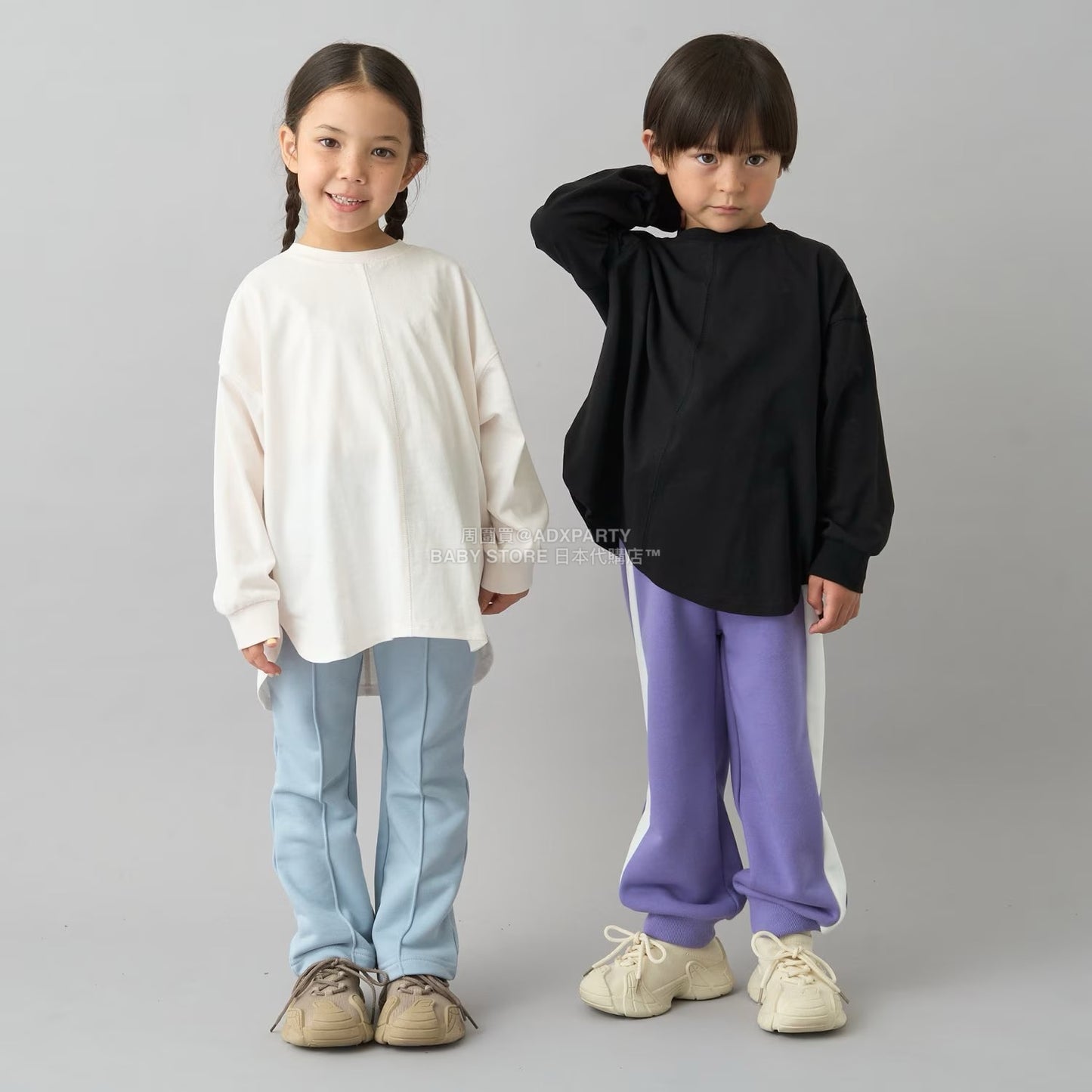 日本童裝 b・R# 吸水速乾 吸濕排汗 寬鬆側邊運動褲100-150cm 男童款/女童款 冬季 PANTS