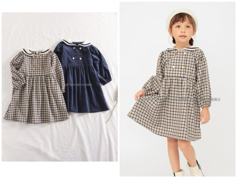 日本童裝 alc#652 水手風襯衫連身裙 80-140cm 女童款 秋季 DRESSES