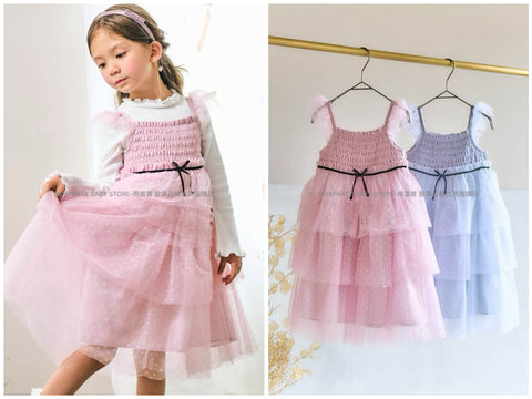 日本童裝 alc#652 網紗吊帶連身裙 90-140cm 女童款 秋季 DRESSES