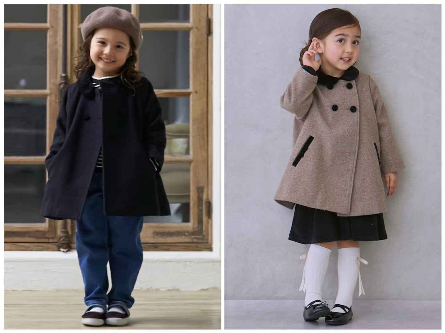 日本童裝 pe#main 雙排扣大褸 90-130cm 親子裝 女童款 冬季 (適合香港平均溫度、寒冷天氣、溫度低天氣）OUTERWEAR 面試/宴會/表演