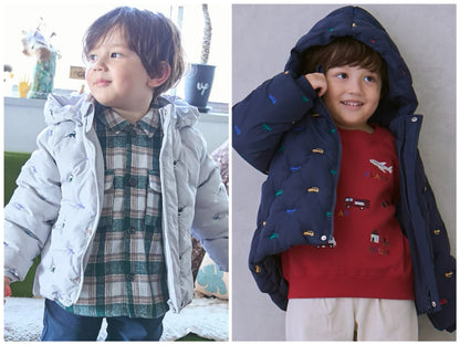 日本童裝 pe#main 刺繡絎縫夾棉外套 80-130cm 男童款 冬季 (適合香港平均溫度、寒冷天氣）OUTERWEAR