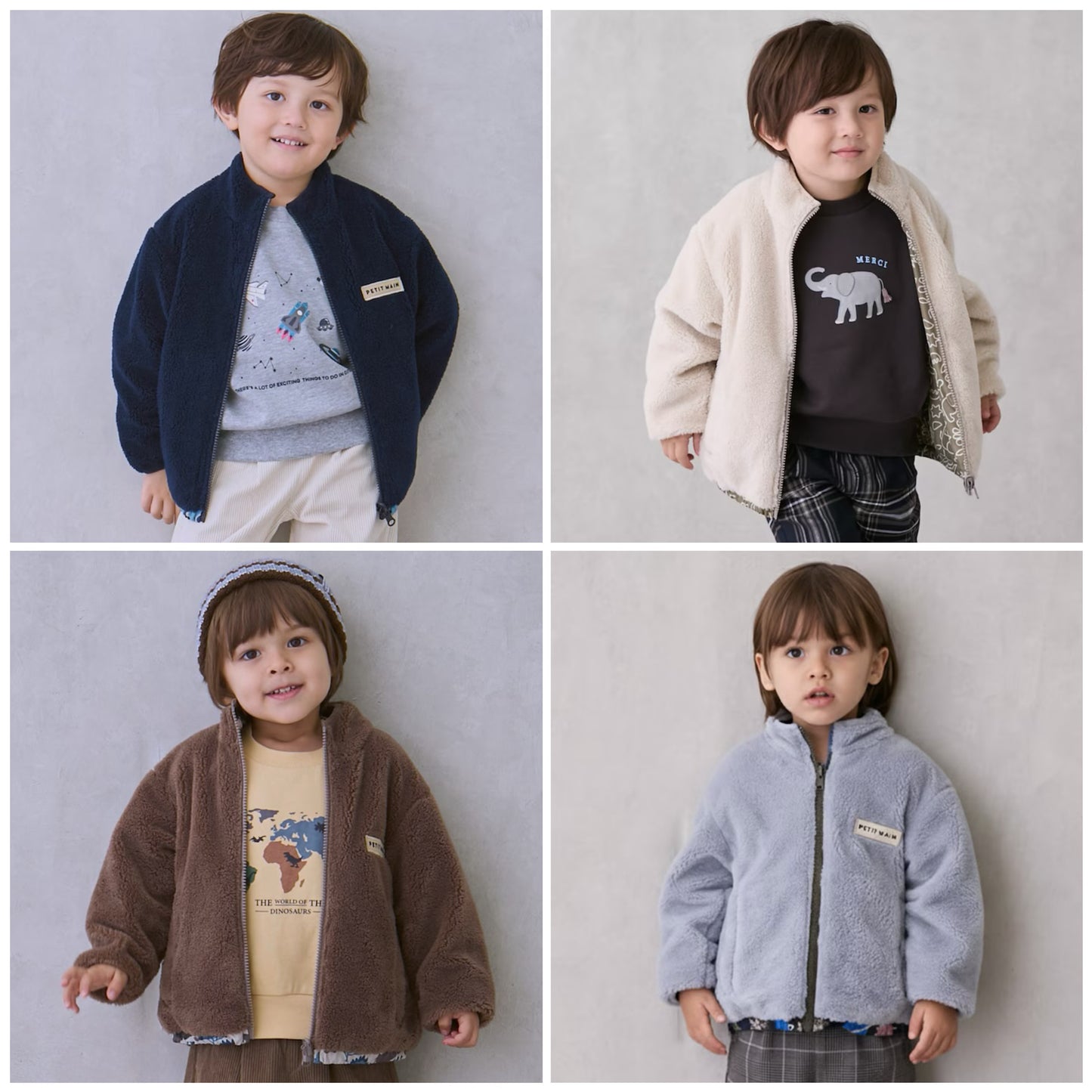 日本童裝 pe#main [防水系統] 2Way 雙面兩著 夾棉外套 80-130cm 男童款 冬季 (適合香港平均溫度、寒冷天氣）OUTERWEAR