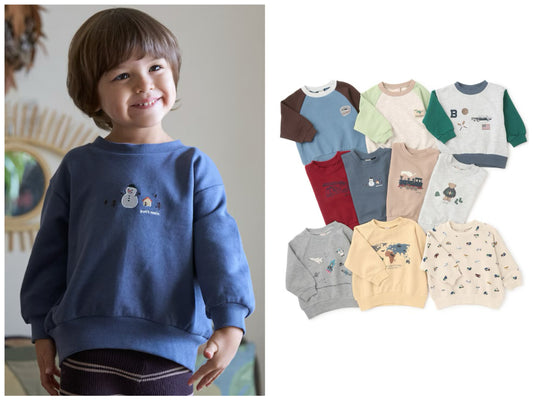 日本童裝 pe#main 印花衛衣 80-130cm 男童款 冬季 TOPS  聖誕紅/新年紅