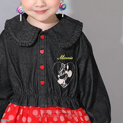 Japanese BDL x Disney Denim Mesh Dress (80-140cm) for Girls (Autumn) 