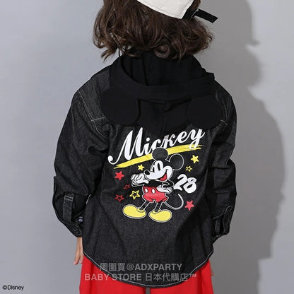 Japanese BDL x Disney Hooded Denim Shirt Jacket (80-150cm) for Boys/Girls Fall Outerwear 