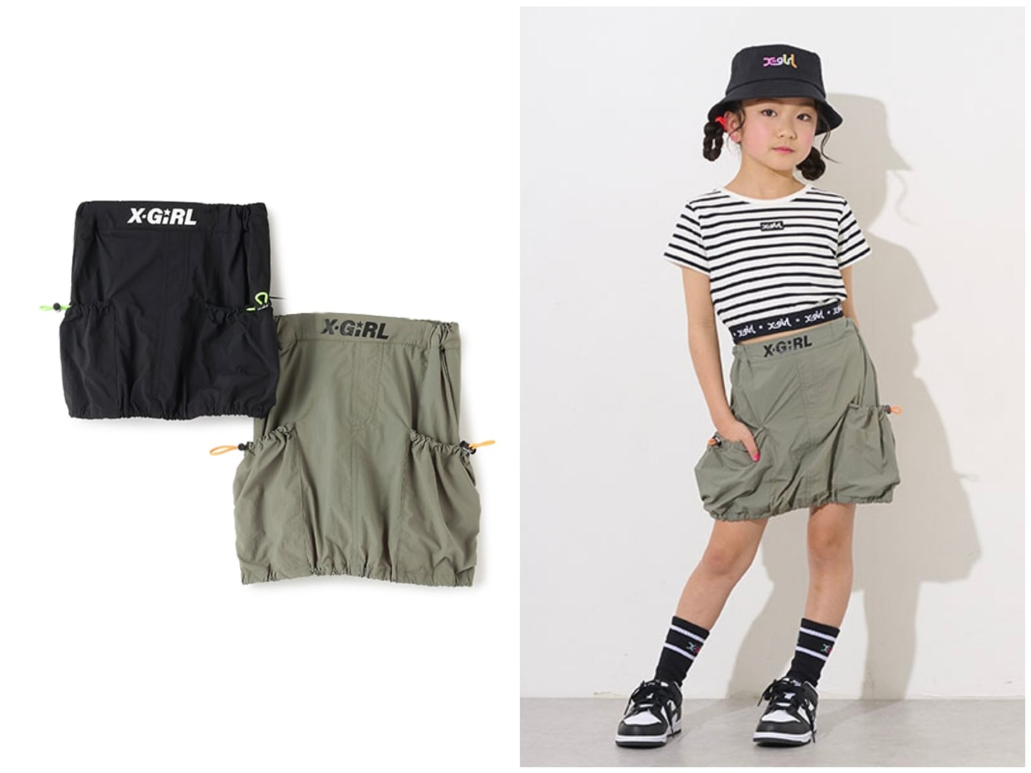 日本童裝 X-girl Stages 工裝短裙 90-140cm 女童款 春季 SKIRTS