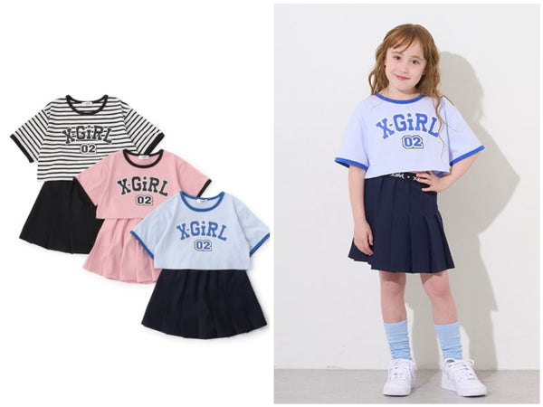 日本童裝 X-girl Stages 上衣短裙套裝 80-140cm 女童款 春季 TOPS SKIRTS