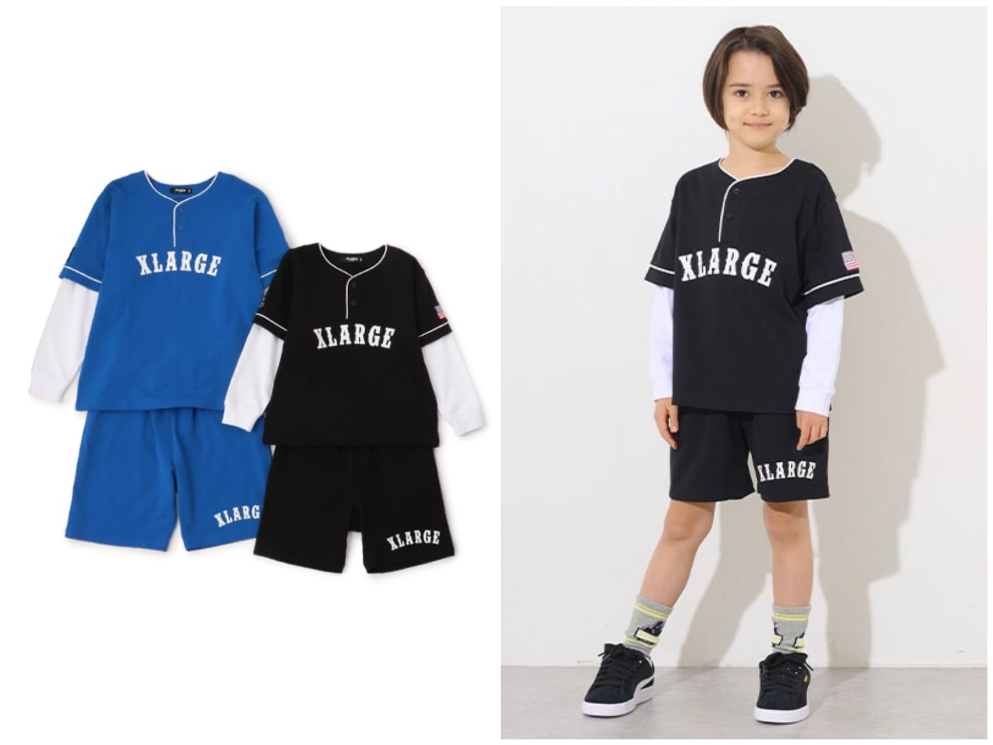 日本童裝 XLARGE KIDS 棒球風兩件套裝 80-140cm 男童款 春季 TOPS PANTS