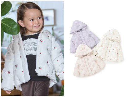 日本童裝 pe#main 刺繡圖案夾棉外套 80-130cm 女童款 冬季 (適合香港平均溫度、寒冷天氣）OUTERWEAR 