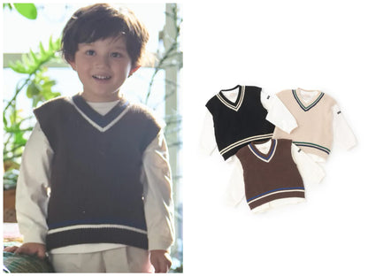 日本童裝 pe#main 針織背心＋上衣套裝 80-130cm 男童款 冬季 TOPS