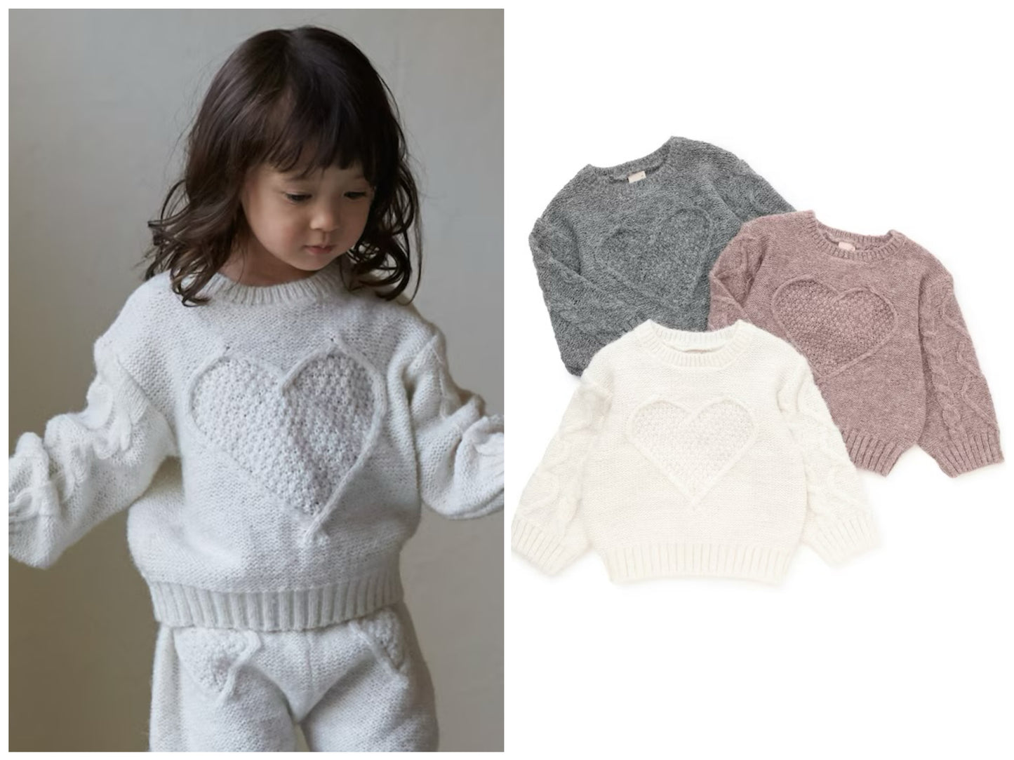 日本童裝 pe#main 心形麻花針織毛衣 80-130cm 女童款 冬季 TOPS