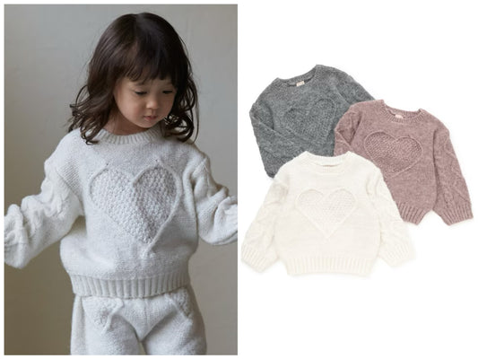 日本童裝 pe#main 心形麻花針織毛衣 80-130cm 女童款 冬季 TOPS