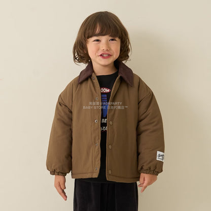 日本童裝 b・R# 燈芯絨領泡泡袖夾棉外套 100-150cm 男童款 冬季 (適合香港平均溫度、寒冷天氣、溫度低天氣）OUTERWEAR