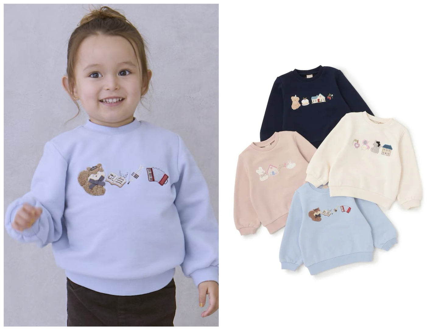 日本童裝 pe#main 貼花圖案衛衣 80-130cm 女童款 冬季 TOPS