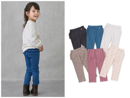 日本童裝 pe#main 抓毛荷葉邊緊身褲 80-120cm 女童款 冬季 PANTS