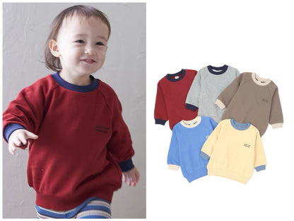 日本童裝 pe#main 抓毛領口撞色衛衣 80-130cm 男童款 冬季 TOPS