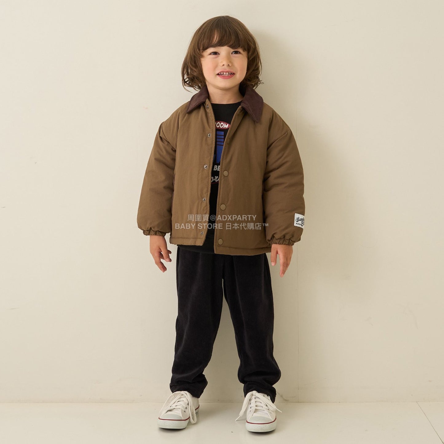 日本童裝 b・R# 燈芯絨領泡泡袖夾棉外套 100-150cm 男童款 冬季 (適合香港平均溫度、寒冷天氣、溫度低天氣）OUTERWEAR