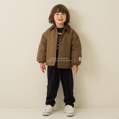 日本童裝 b・R# 燈芯絨領泡泡袖夾棉外套 100-150cm 男童款 冬季 (適合香港平均溫度、寒冷天氣、溫度低天氣）OUTERWEAR