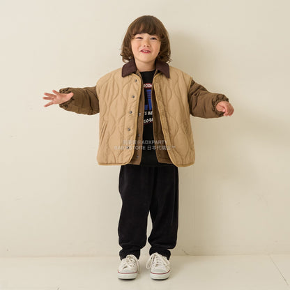 日本童裝 b・R# 燈芯絨領泡泡袖夾棉外套 100-150cm 男童款 冬季 (適合香港平均溫度、寒冷天氣、溫度低天氣）OUTERWEAR