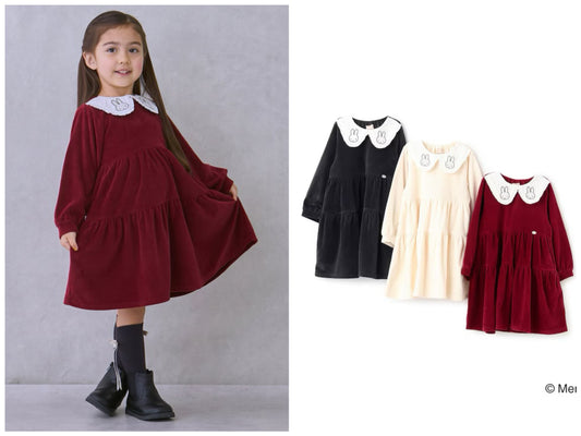日本童裝 pe#main x miffy 翻領連身裙 80-130cm 女童款 冬季 DRESSES 聖誕紅/新年紅
