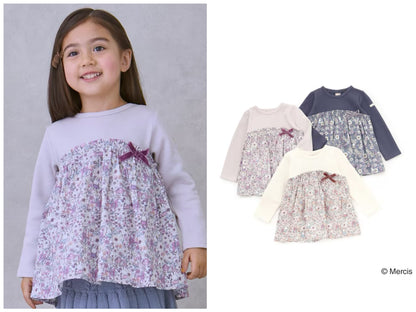 日本童裝 pe#main x miffy 碎花拼接上衣 80-130cm 女童款 冬季 TOPS