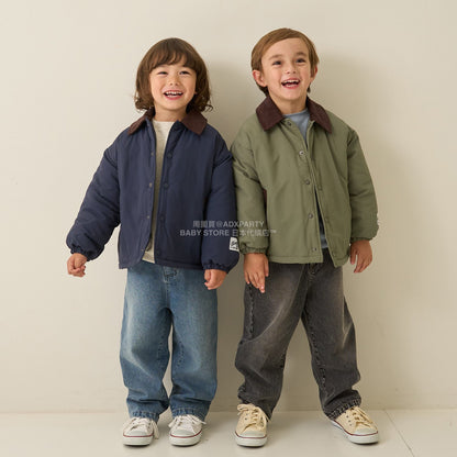 日本童裝 b・R# 燈芯絨領泡泡袖夾棉外套 100-150cm 男童款 冬季 (適合香港平均溫度、寒冷天氣、溫度低天氣）OUTERWEAR