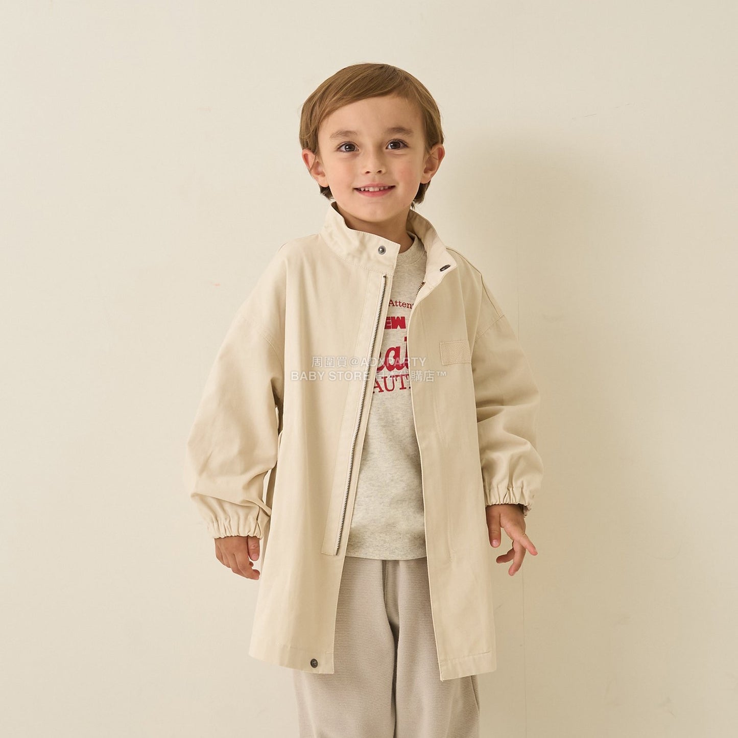 日本童裝 b・R# 中長版摩登大褸 100-150cm 男童款 冬季 (適合初秋、香港平均溫度、寒冷天氣）OUTERWEAR