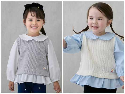 日本童裝 pe#main x Disney Frozen假兩件上衣 80-130cm 女童款 冬季 TOPS